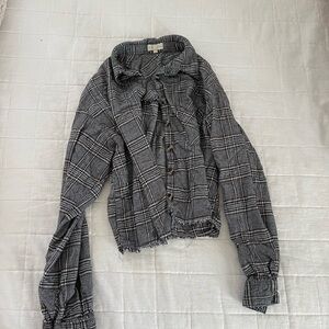 Gray Plaid Button-Up Shirt